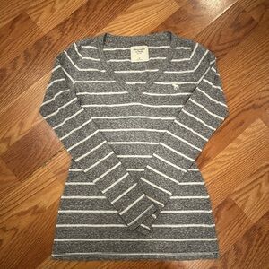 Gray Striped Long Sleeve Tee